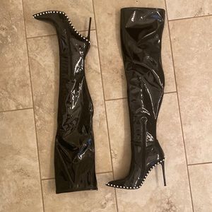 Steve Madden Vyva Black Patent Knee High Boot